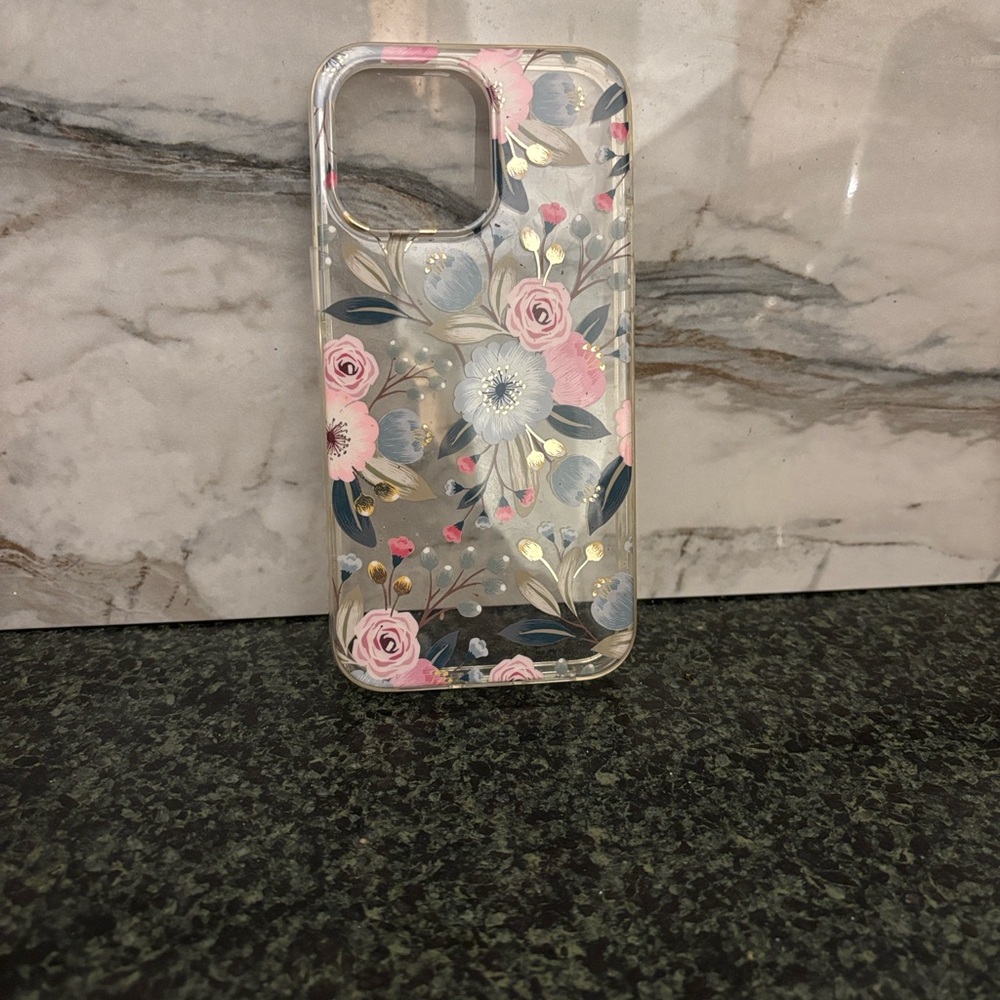 Floral Pattern iPhone 16 pro max Case - Pink and Blue